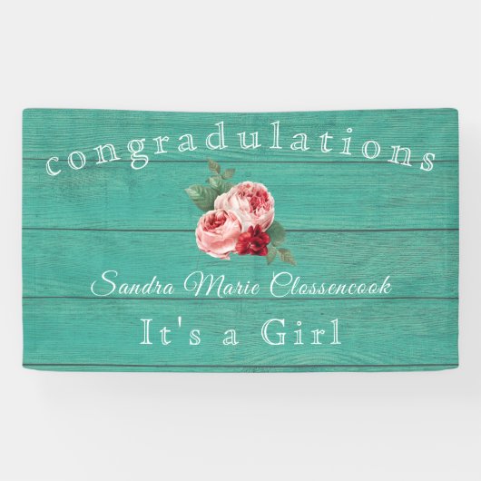 Rustikal rosa Blüte Das Mädchen Rustikales Grünes Banner (Horizontal)