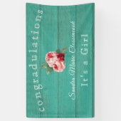 Rustikal rosa Blüte Das Mädchen Rustikales Grünes Banner (Vertikal)