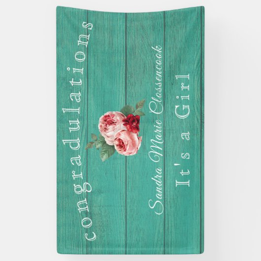 Rustikal rosa Blüte Das Mädchen Rustikales Grünes Banner (Vertikal)