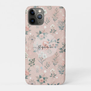 Rustikal rosa Blüte mit weißen Blüten und Grünpfla Case-Mate iPhone Hülle