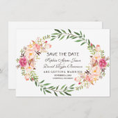 Rustikal rosa Blütenblüte Save the Date (Vorne/Hinten)