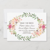 Rustikal rosa Blütenblüte Save the Date (Vorderseite)
