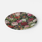 Rustikal Rosa Blütengrün Schwarz Farbenfroh Pappteller (Schrägansicht)