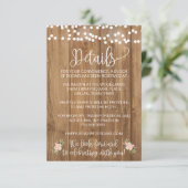 Rustikal-rosa Blütenkarte und Detail-Karte für Hol Begleitkarte (Stehend Vorderseite)