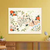 Rustikal rosa braun Boho-Chic Floral Butterfly Kun Leinwanddruck (Insitu (Wohnzimmer))