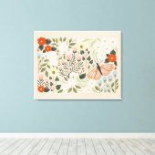 Rustikal rosa braun Boho-Chic Floral Butterfly Kun Leinwanddruck (Insitu (Holzboden))