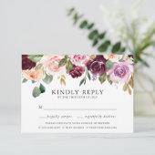 Rustikal rosa Burgund und Lila Speisen RSVP Karte (Stehend Vorderseite)