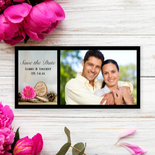 Rustikal rosa Daisy Woodland Wedding Save the Date