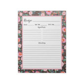 Rustikal rosa dunkles Holzrezept Notizblock (Rotiert)