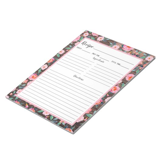 Rustikal rosa dunkles Holzrezept Notizblock (angewinkelt)