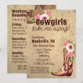 Rustikal, rosa, floral, Cowgirl, Einladung 2 Seite (Vorne/Hinten)