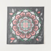 Rustikal Rosa Floral Mandala Wandteppich (Vorderseite (Horizontal))