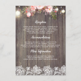Rustikal Rosa Floral Wedding Information Guest Begleitkarte