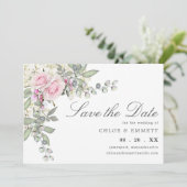 Rustikal-rosa-florale Hochzeit retten das Datum Save The Date (Stehend Vorderseite)
