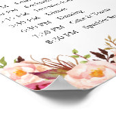 Rustikal-rosa-florale Hochzeitserie Poster (Ecke)