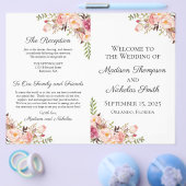 Rustikal-rosa-florale Hochzeitsprogramme (Einzeln)