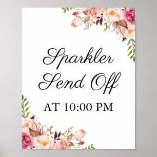 Rustikal-rosa-florale Sparkler abschicken Schildkr Poster