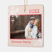 Rustikal Rosa Foto Ornamente Schneeflocken Monogra (Links)