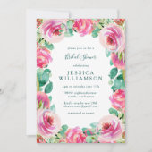 Rustikal Rosa Garden Rose Blumenstrauß Brautparty Einladung (Vorderseite)