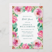 Rustikal Rosa Garden Rose Blumenstrauß Brautparty Einladung (Vorne/Hinten)