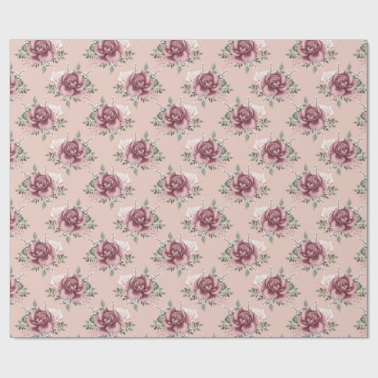 Rustikal rosa goldgrün böhmisch geschenkpapier (Flach)