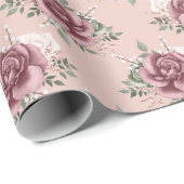 Rustikal rosa goldgrün böhmisch geschenkpapier (Rolleneckpunkt)