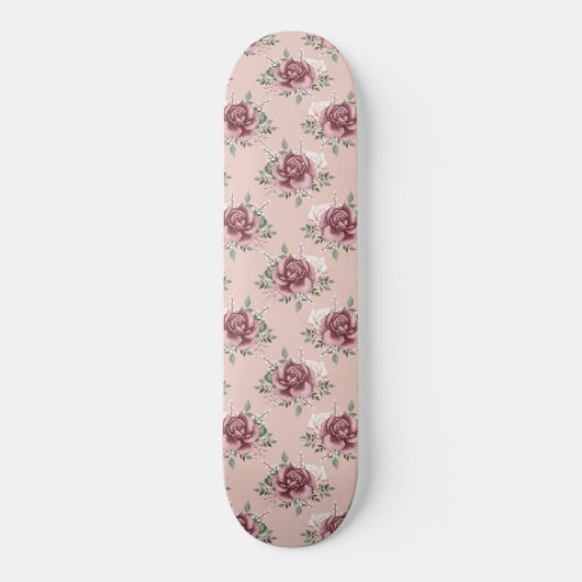 Rustikal rosa goldgrün böhmisch skateboard (Vorderseite)