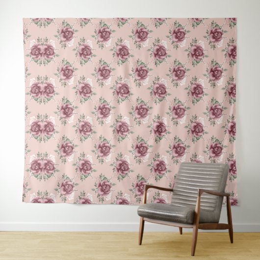 Rustikal rosa goldgrün böhmisch wandteppich (Beispiel (Horizontal))