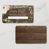 Rustikal-rosa-grüne Babydusche-Windeln Tombola Begleitkarte (Vorne/Hinten)