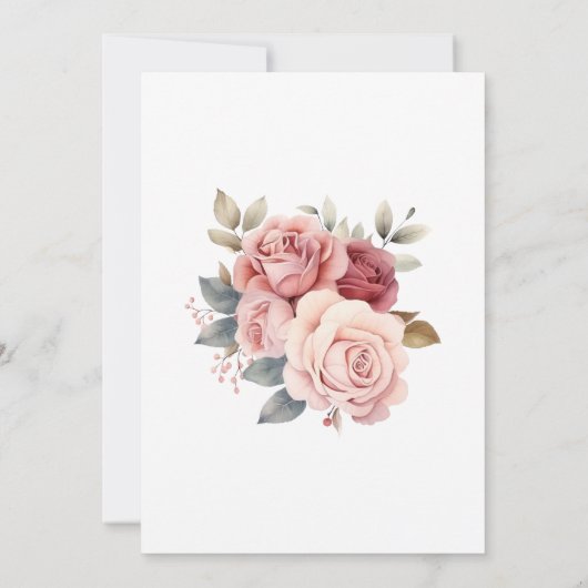 Rustikal Rosa Grüne Blätter Brautparty Einladung (Rückseite)