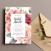 Rustikal Rosa Grüne Blätter Brautparty Einladung