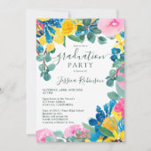 Rustikal rosa grünes blühendes Foto Abschluss Einladung (Vorderseite)