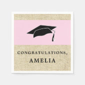 Rustikal rosa Herzlichen Glückwunsch Rustikale Gra Serviette (Vorderseite)