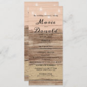 Rustikal rosa Holz und Lanterns Hochzeit Programm (Vorne/Hinten)