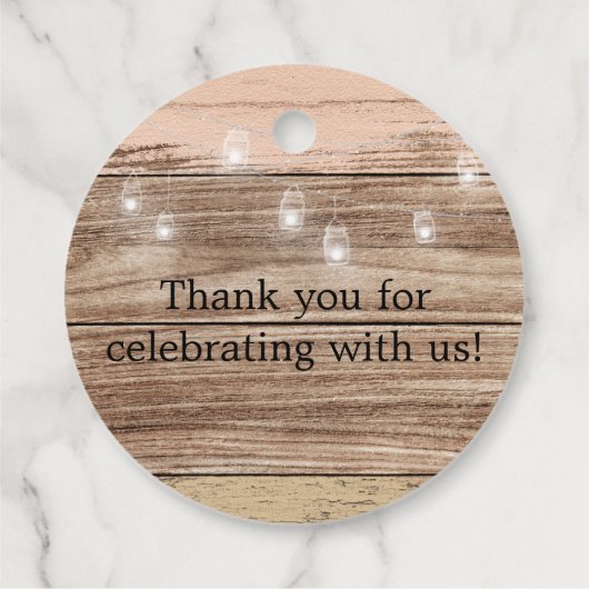 Rustikal rosa Holz und Laternen Geschenkanhänger (Rückseite)