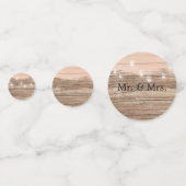 Rustikal rosa Holz und Laternen Konfetti (Rückseiten)