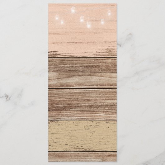 Rustikal rosa Holz und Laternen Menükarte (Rückseite)