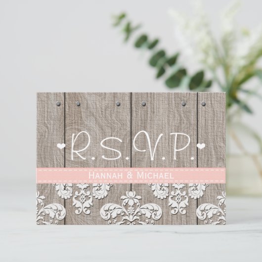 Rustikal rosa Hydrangea Wedding RSVP Response Card Karte (Stehend Vorderseite)