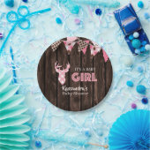 Rustikal rosa Karierte Hirschdusche Papiere Teller (Party)