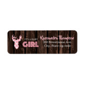 Rustikal rosa Kariertes Hirsch Es ist ein Mädchena (Vorne)