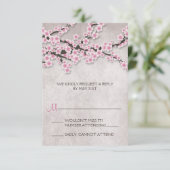 Rustikal rosa Kirschblossom RSVP Karten (Stehend Vorderseite)