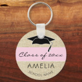 Rustikal rosa Klasse und Graduate Name Abschluss Schlüsselanhänger (Vorderseite)