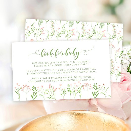 Rustikal rosa kleine Wildblume für Babydusche Begleitkarte