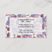 Rustikal-rosa Lavendel-Aquarellkaktus Visitenkarte (Rückseite)