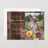 Rustikal-rosa-Lila-Gelbblütenschüler Einladungspostkarte (Vorne/Hinten)