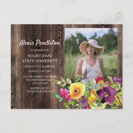 Rustikal rosa Lila-gelbes Trunk Party Dorm Dusche Einladungspostkarte (Vorderseite)