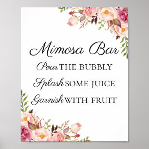 Rustikal rosa Mimosa Bar Sign Poster