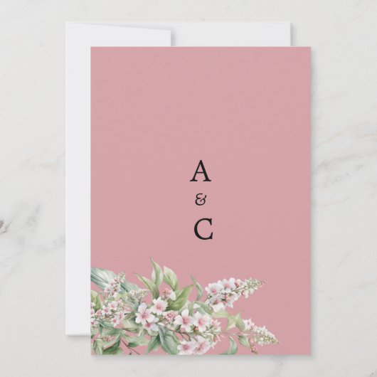 Rustikal rosa Minze botanische Blüte Save the Date Einladung (Rückseite)