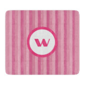 Rustikal rosa Monogramm und Streifen Schneidebrett (Vorderseite)