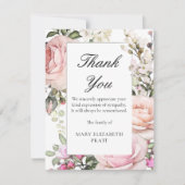 Rustikal rosa Rose Blumenbeerdigung Dankeskarte (Vorderseite)